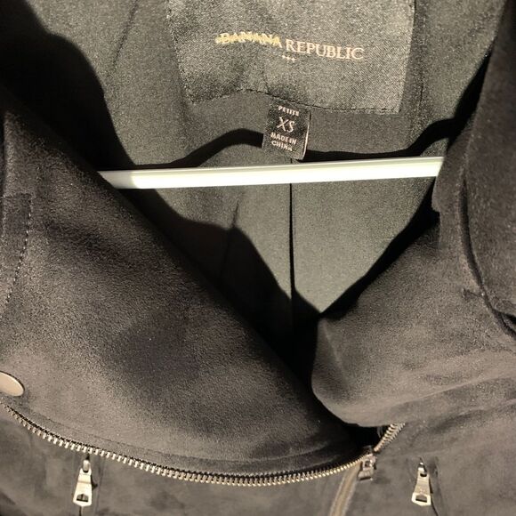 Banana Republic Faux Suede Moto Jacket Womens Black  size XS - Picture 3 of 8